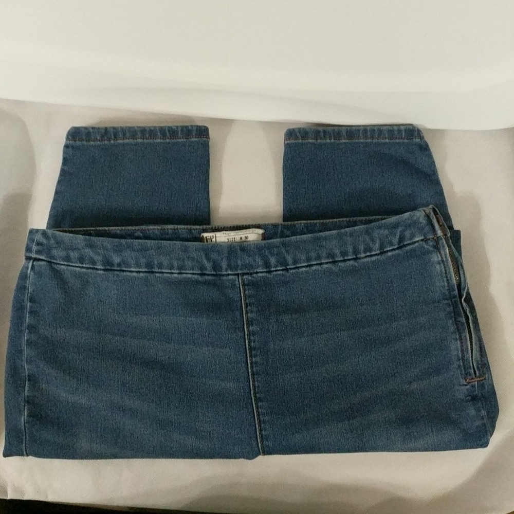 Free People High Rise Skinny Jeans Side Zip Medium Wash Size 30